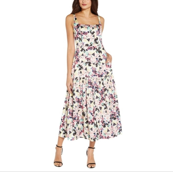 Aiden Mattox Dresses & Skirts - Aiden Mattox Women's NWT Satin Pleated Floral Sleeveless Midi Dress Size 2